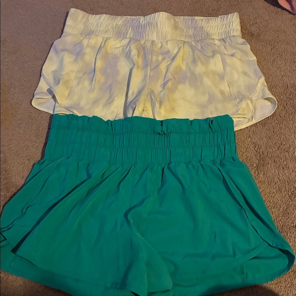 Avia Women's Athletic Shorts - Yellow and Green size medium